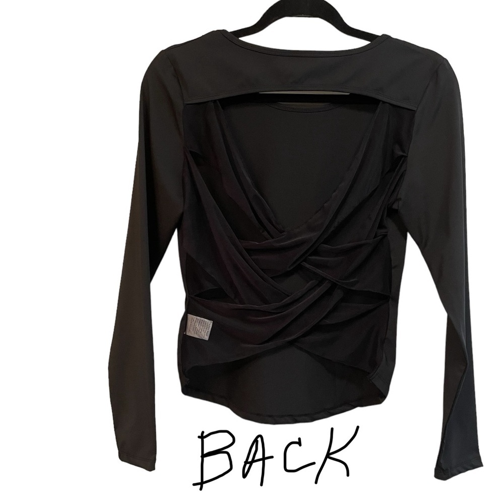 SHEIN -Open Back top,‎ solid front, sheer, criss cross back size large